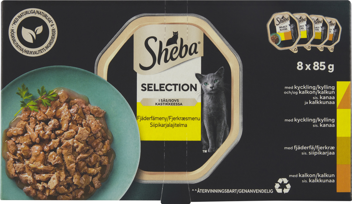 Vådfoder kattemad m. fjerkræ, Sheba Delikatesse 680 g