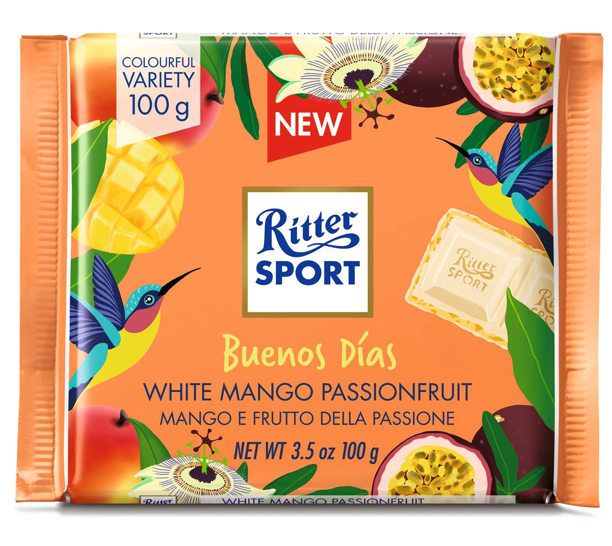 Ritter Sport hvid/mango/pa 100 g