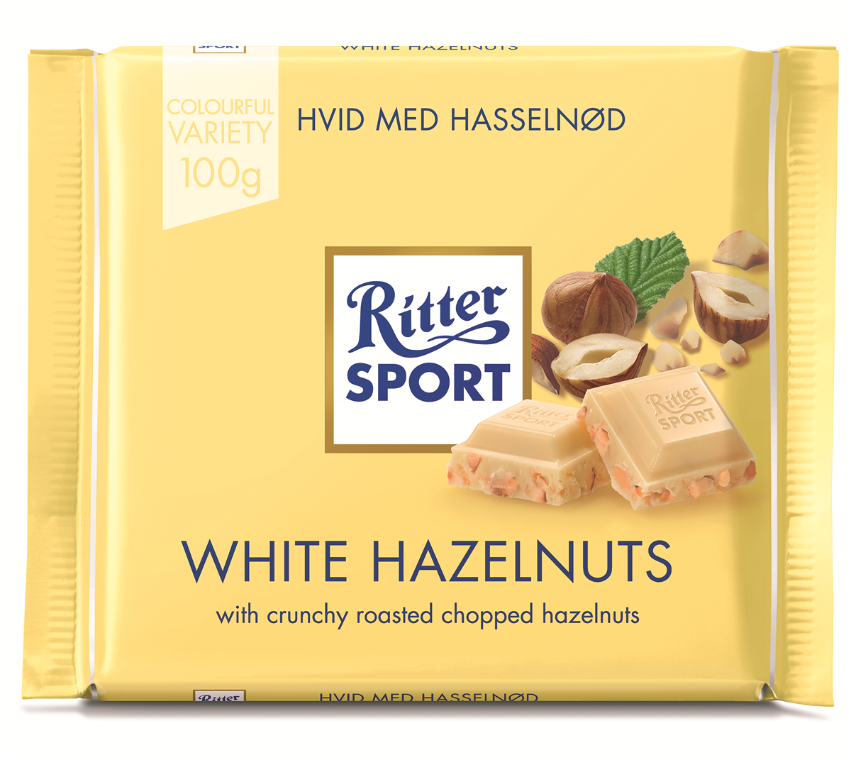 Ritter Sport hvid m/ nød 100 g