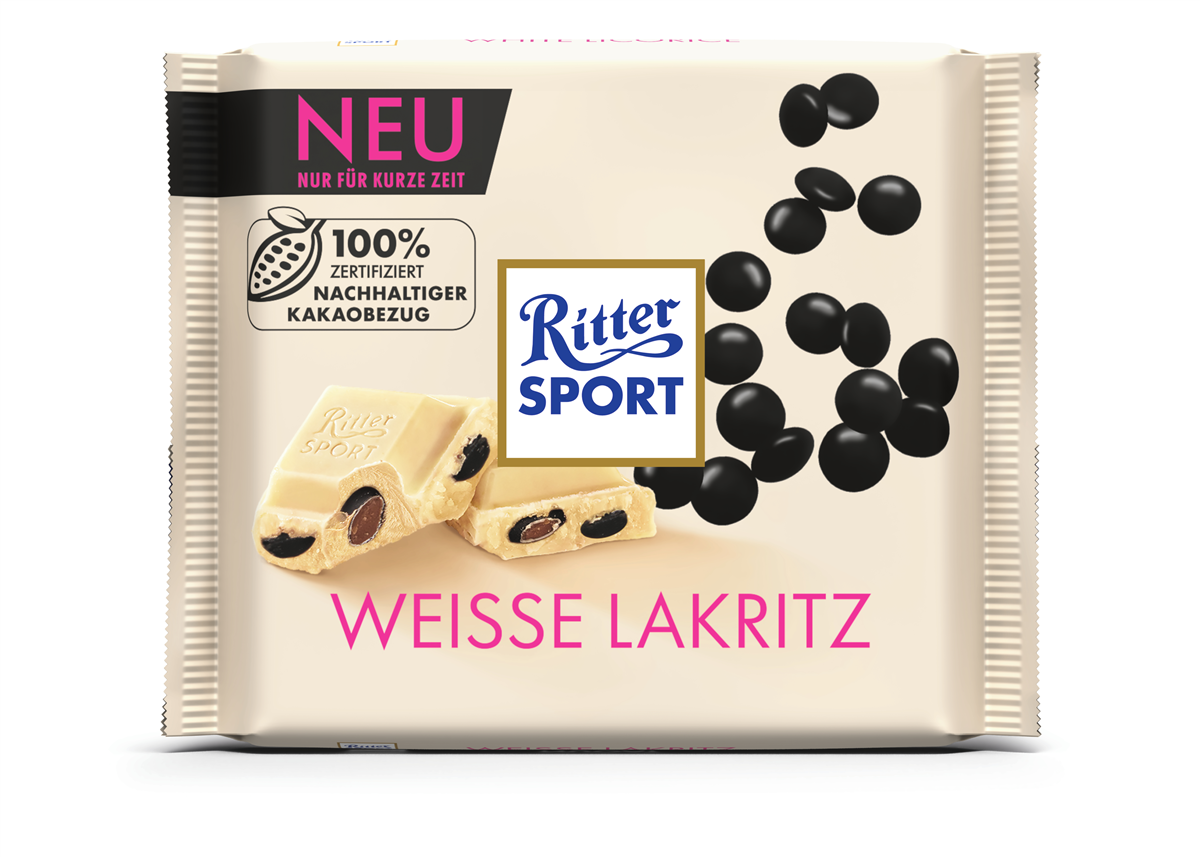 Ritter Sport hvid/lakrids 100 g