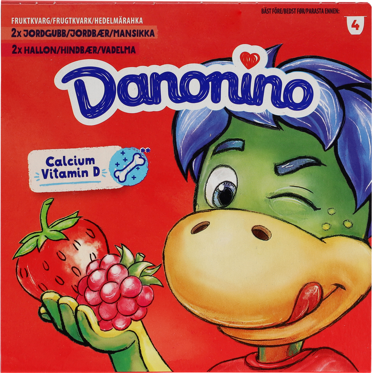 Danone Danonino jord./hindbær 4 st 180 g
