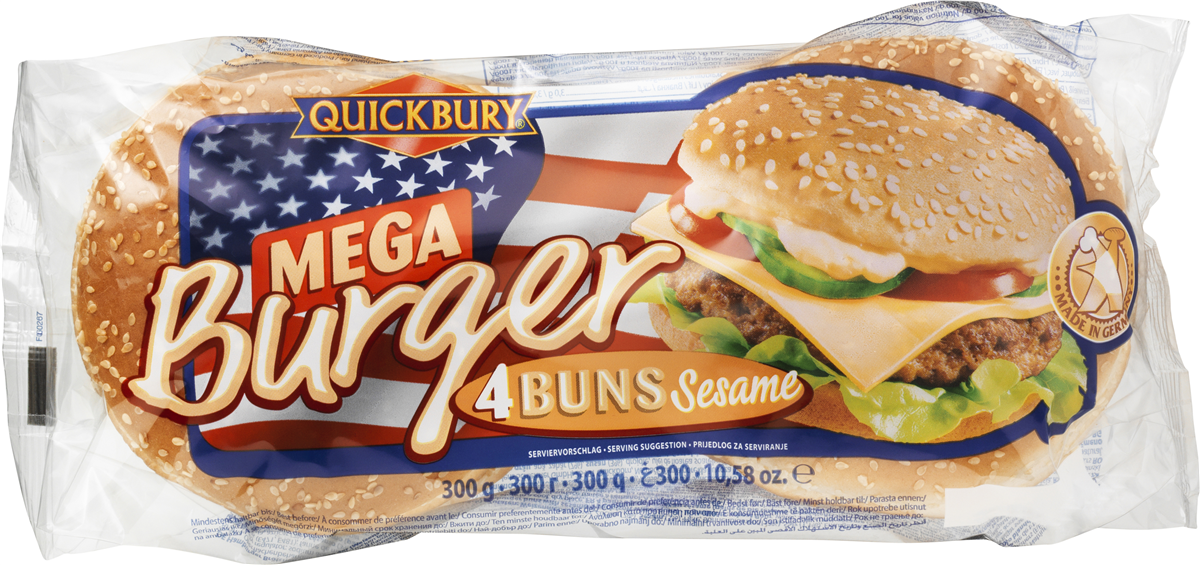 Mega Burger Buns 4 stk