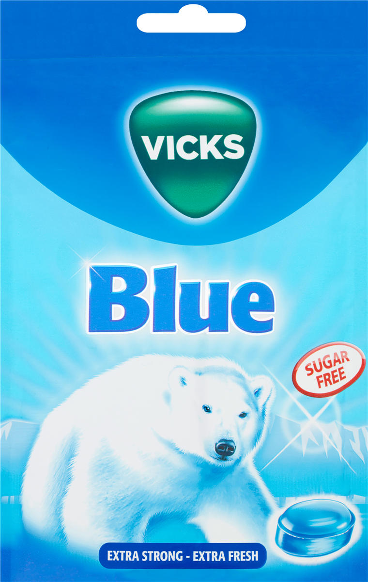 Halspastiller m. menthol sukkerfri, Vicks Blue