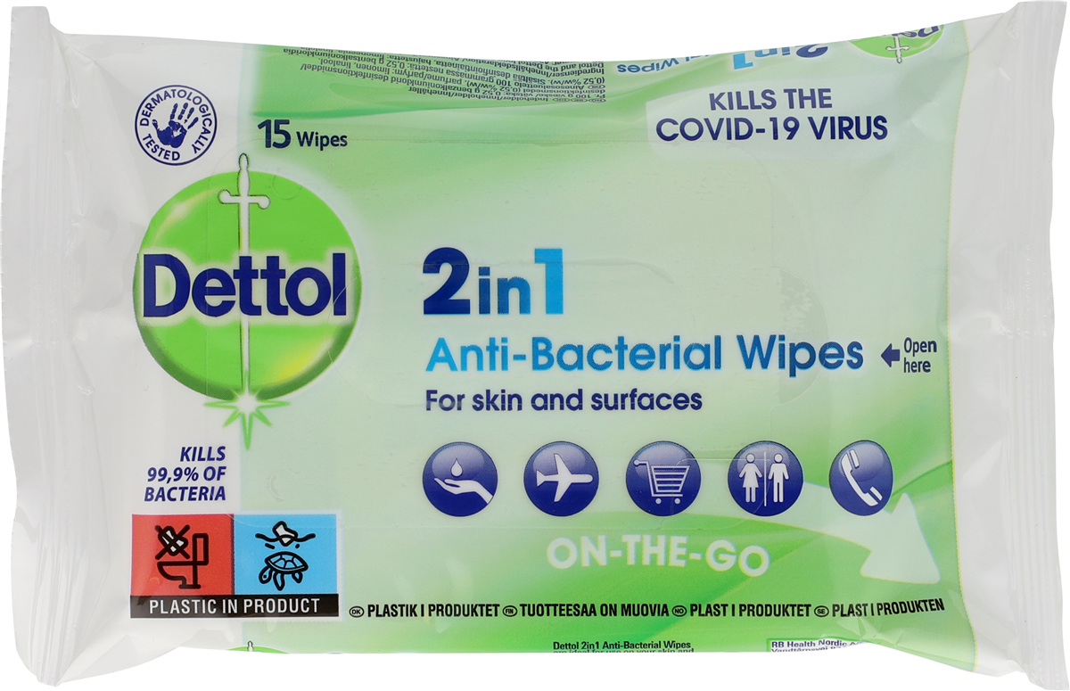 Dettol Hand Wipes 2in1 15 stk