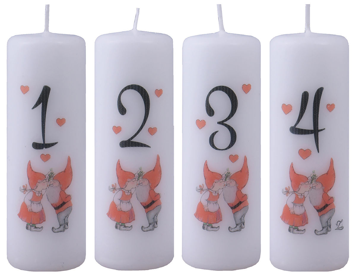 Adventsbloklys Kysse Par 4x12