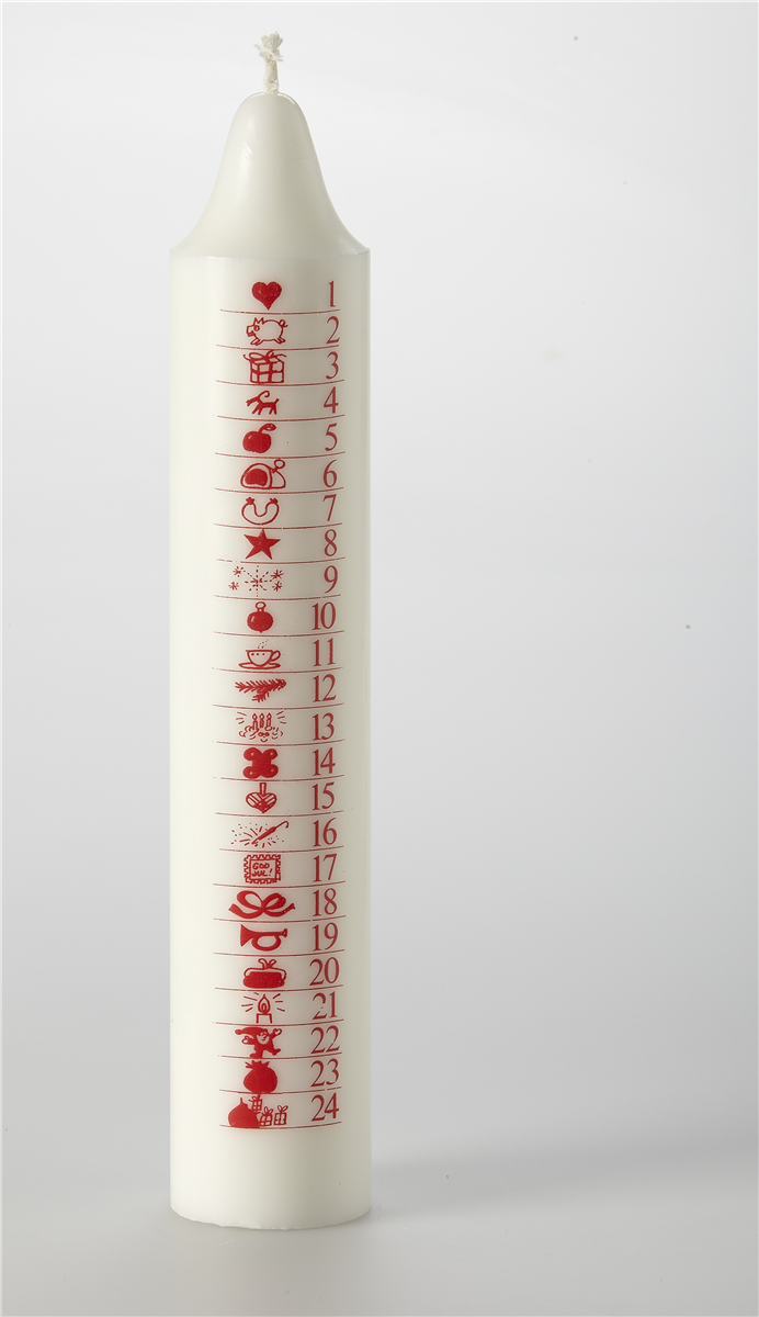 Kalenderlys rød 5x27 cm 1 stk.