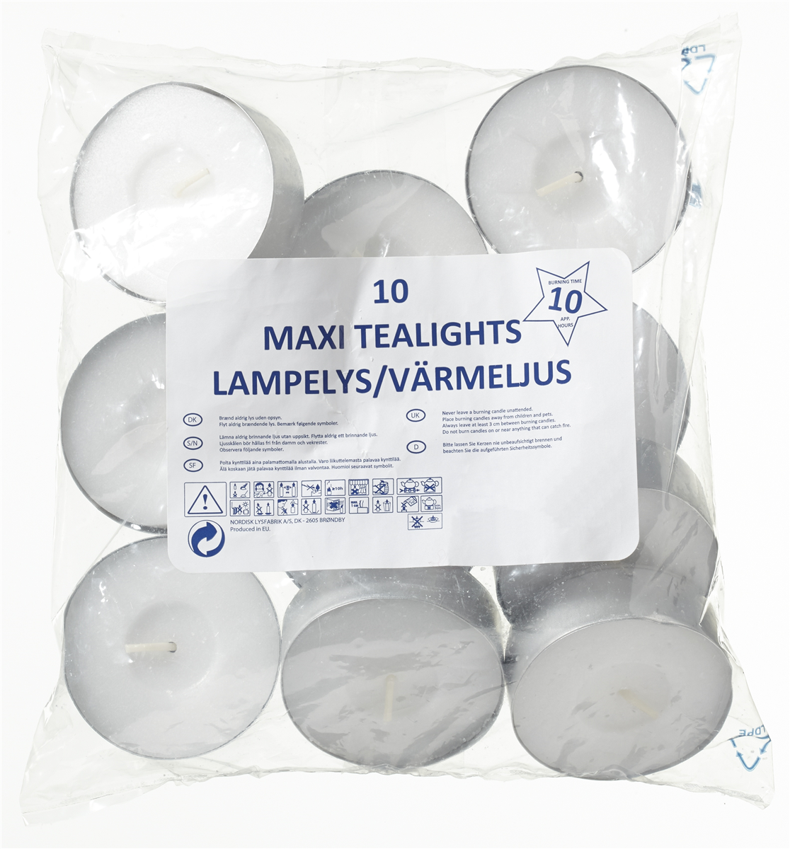 Lampelys Maxi Fyrfadslys 10 stk