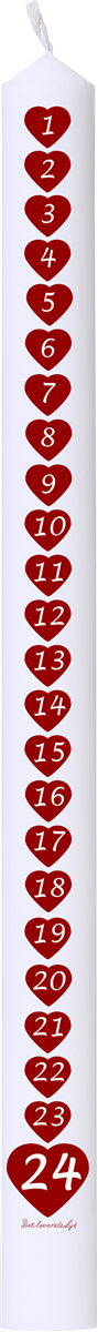 Kalenderlys 3x39 Hvid/Rød