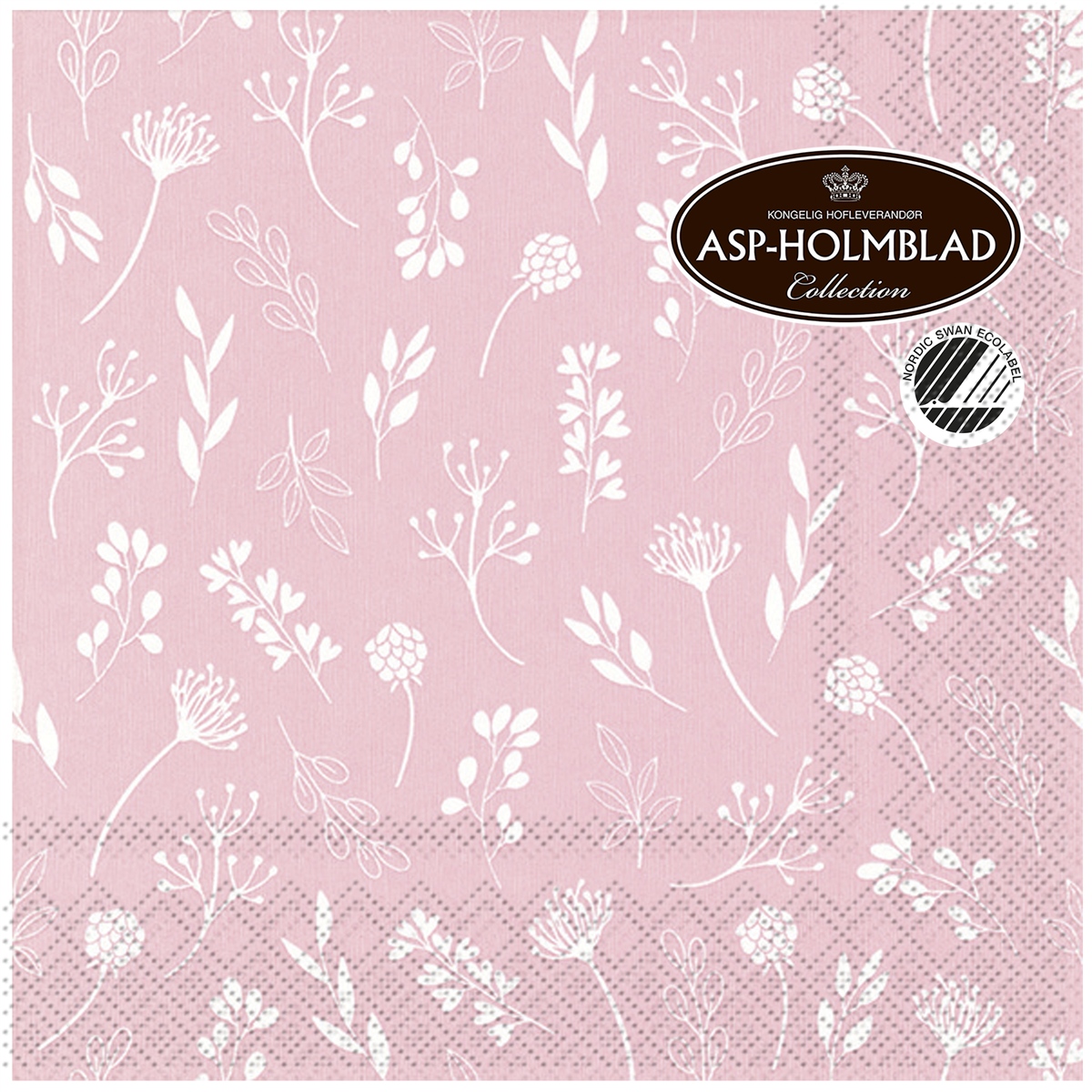 Serviet 33 cm Rosa Blomst