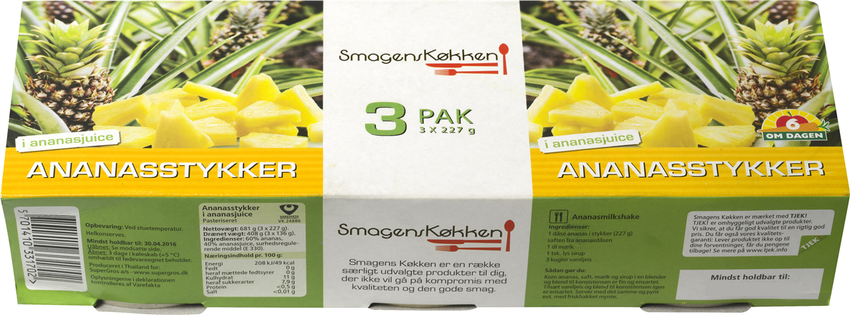 Smag K ananas stk 3 x 227 g 681 g