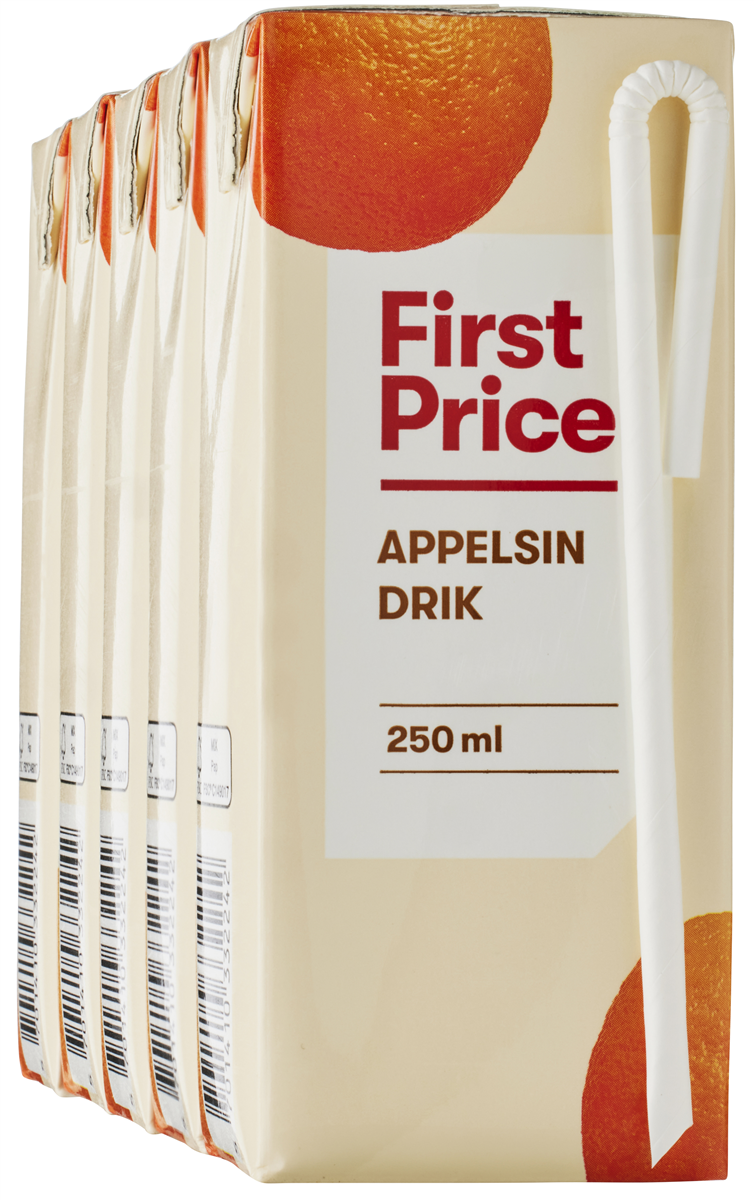 Appelsindrik i brik, First Price
