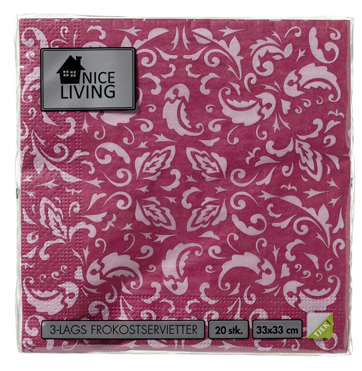 NL serviet 33 x 33 møns.pink 20 stk.