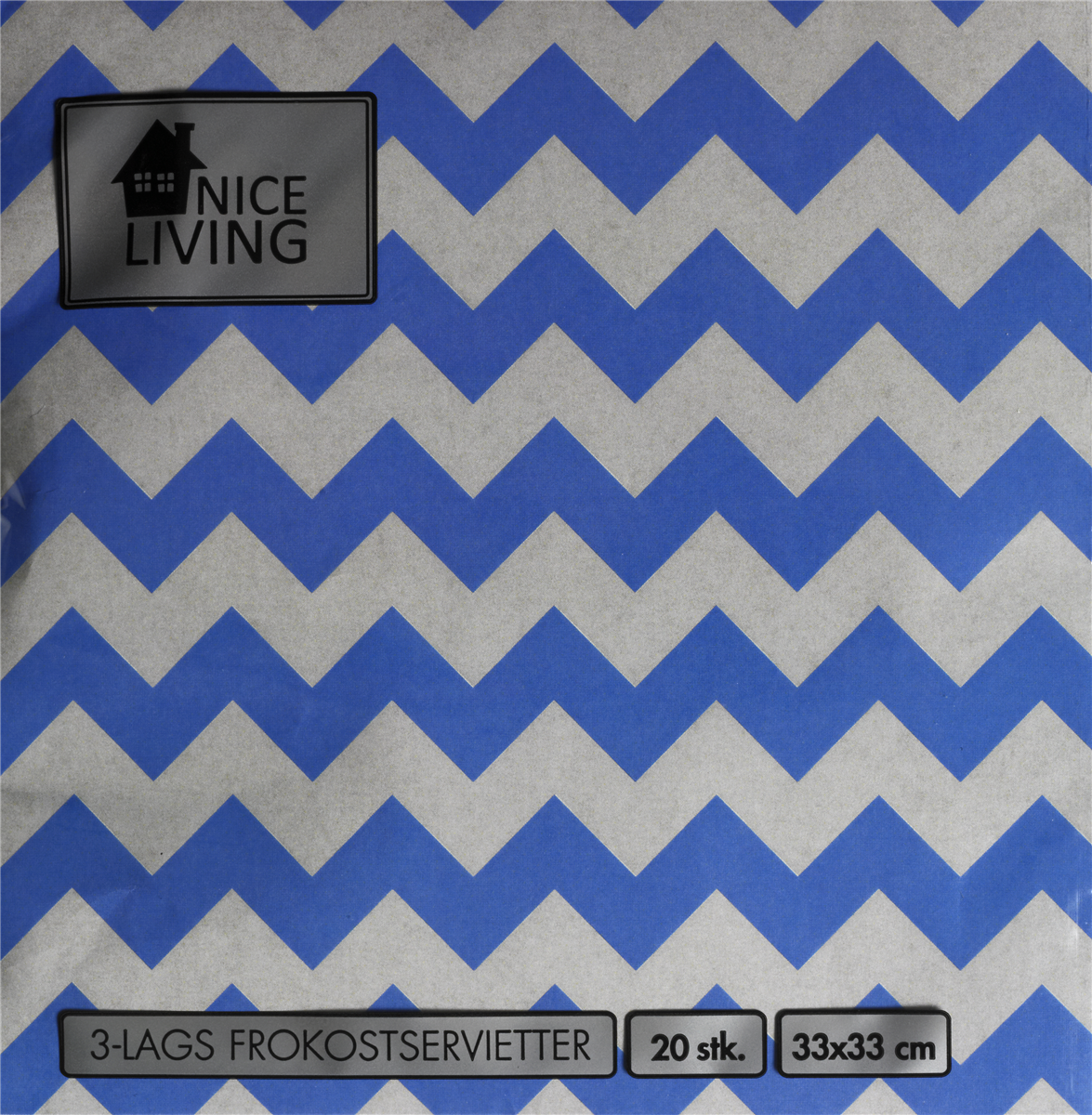 NL serviet 33 cm zigzag blå 20 stk.
