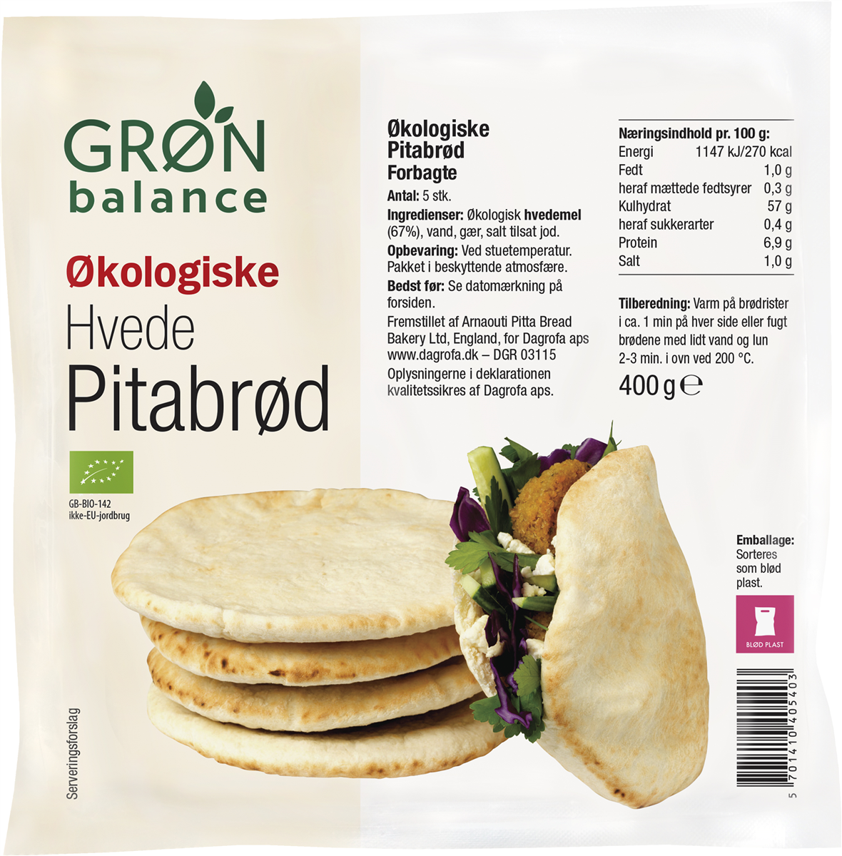 Øgo GB pitabrød hvedeäøko 400 g