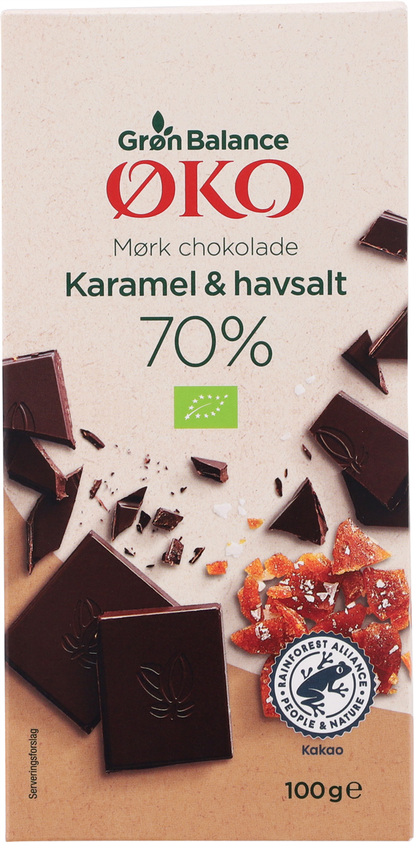 Chokoladeplade m. karamel & havsalt øko. Grøn Balance