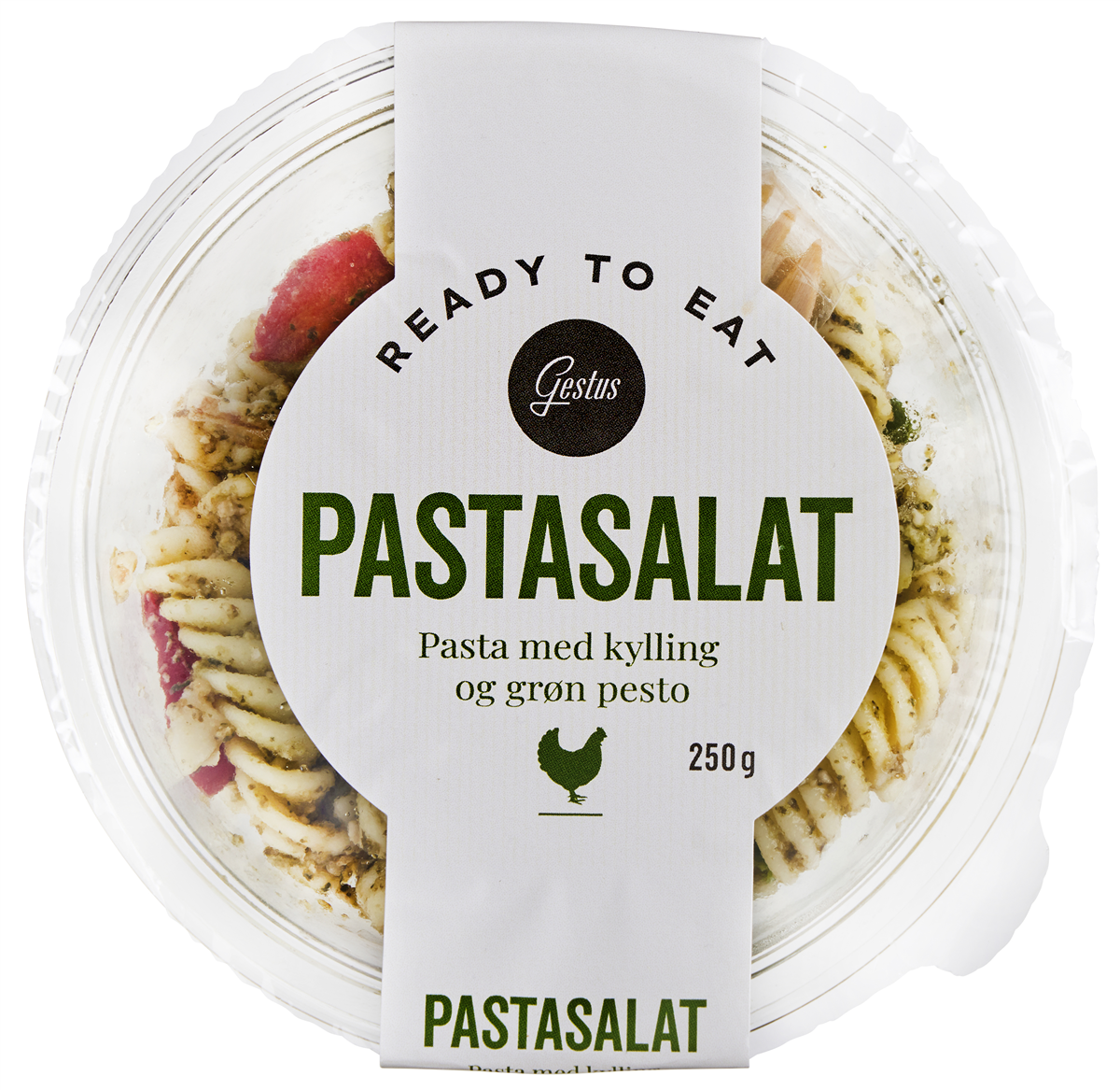 Pastasalat m. kylling og pesto