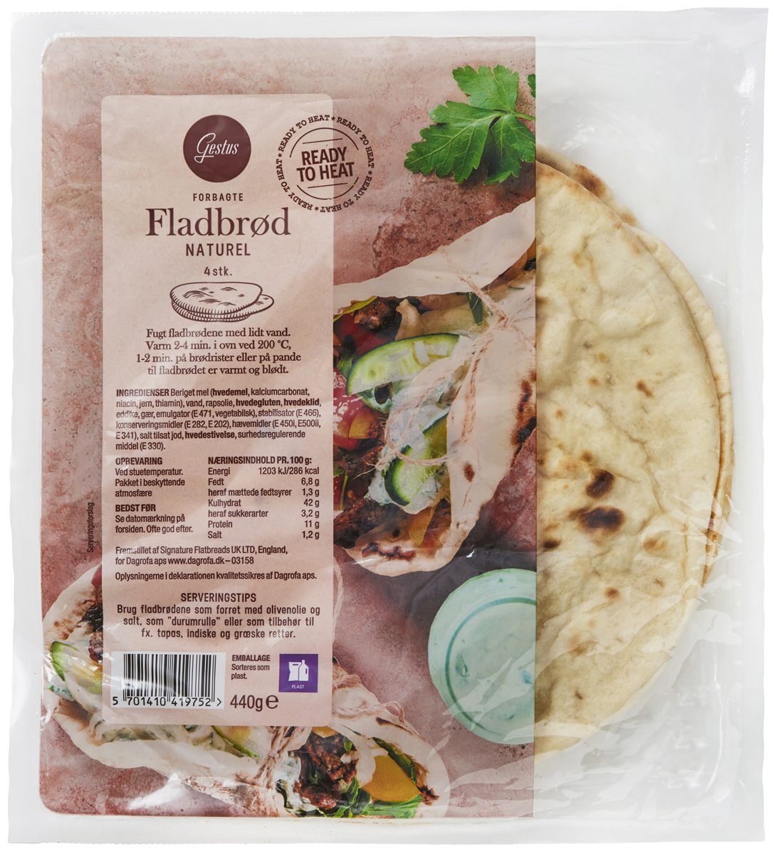 Gestus Fladbrød 4 stk 440 g