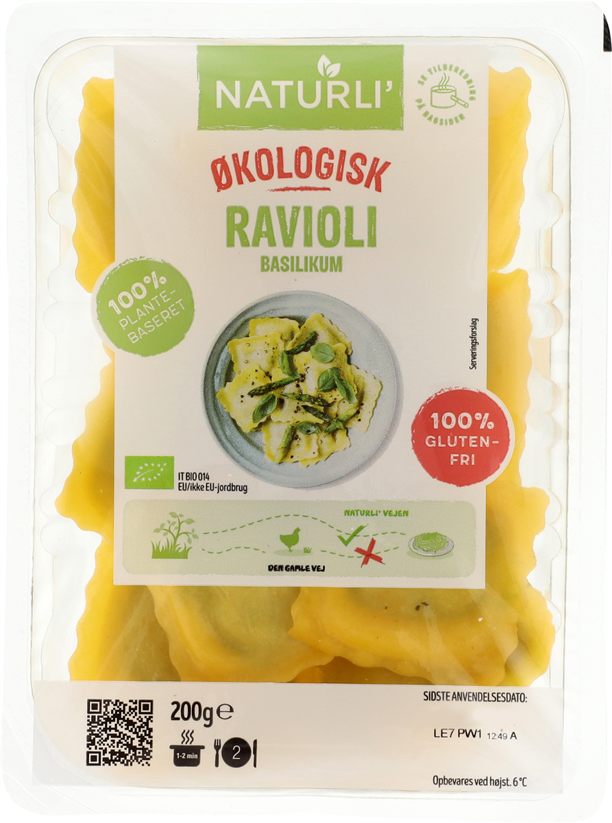 Naturli' ravioli basil øko 200 g