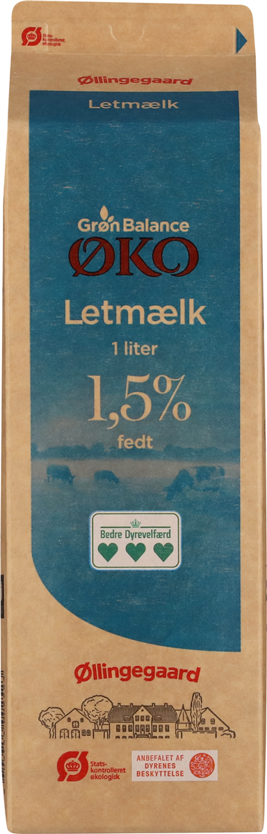 Øllingegaard Letmælk Øko, 1 Liter