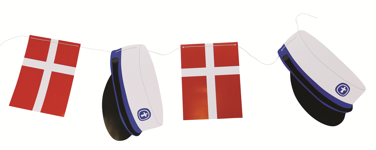 Guirlande blå 7 huer/flag 7 stk.