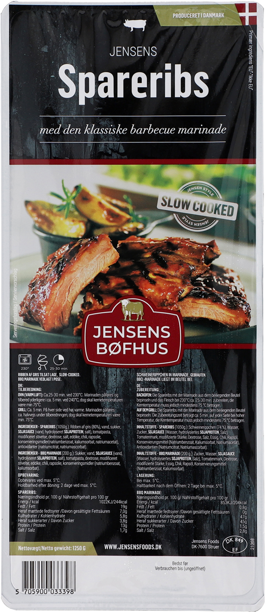 Jensens spareribs BBQ KK 1250 g