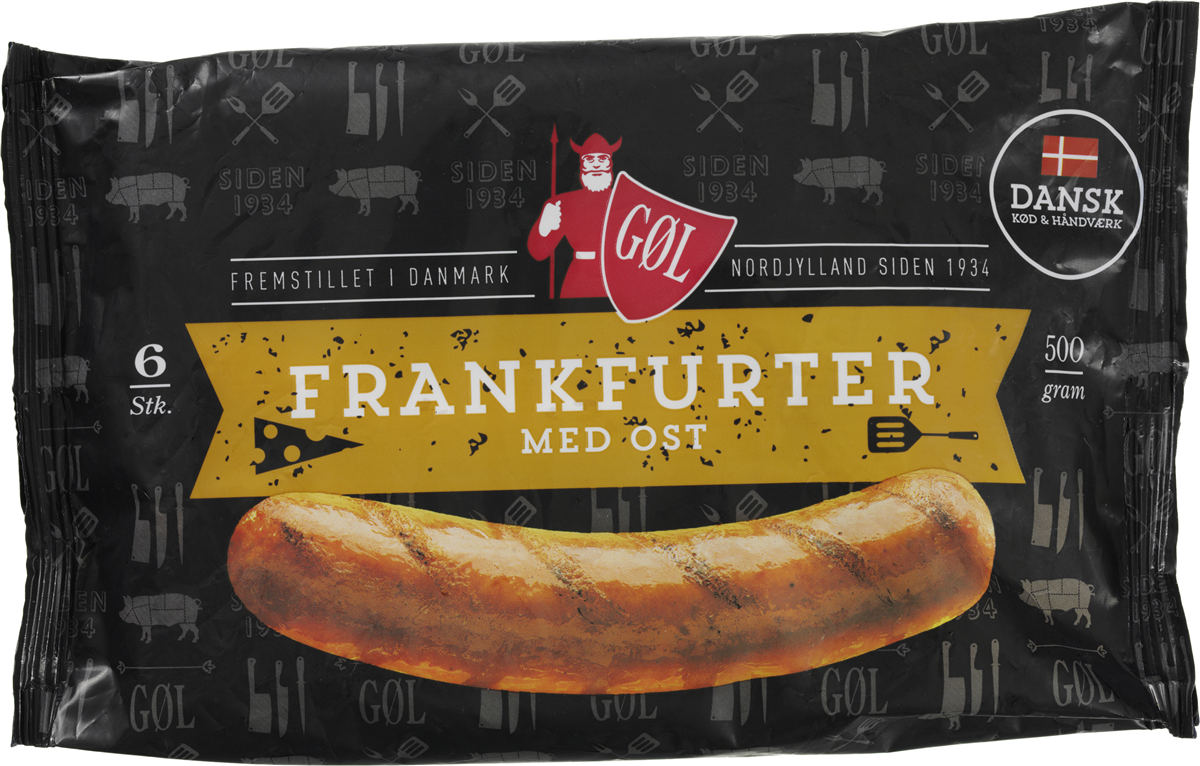 Gøl frankfurter med ost 500 g
