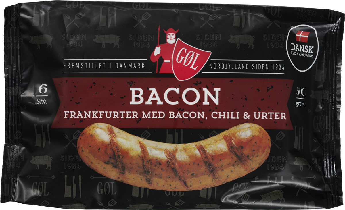 Gøl frankfurter bacon/chil 500 g