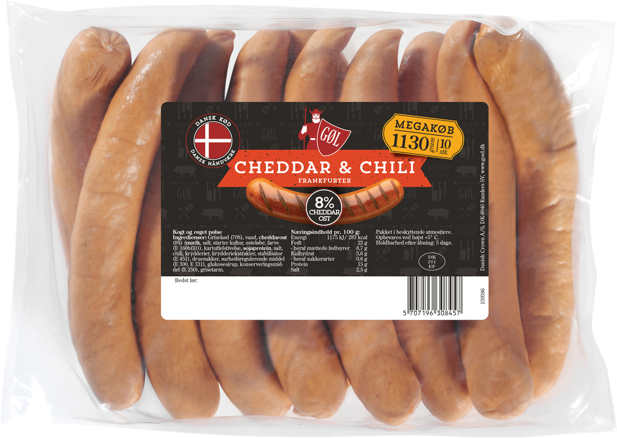 Gøl frankf ched/chili mega 1130 g