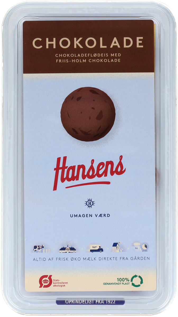 Hansens, Chokolade flødeis m. chokoladestykker øko