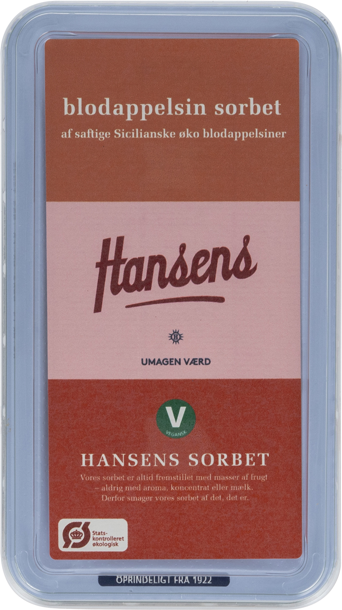 Hansens Blodappelsin Sorbet Øko 650 ml