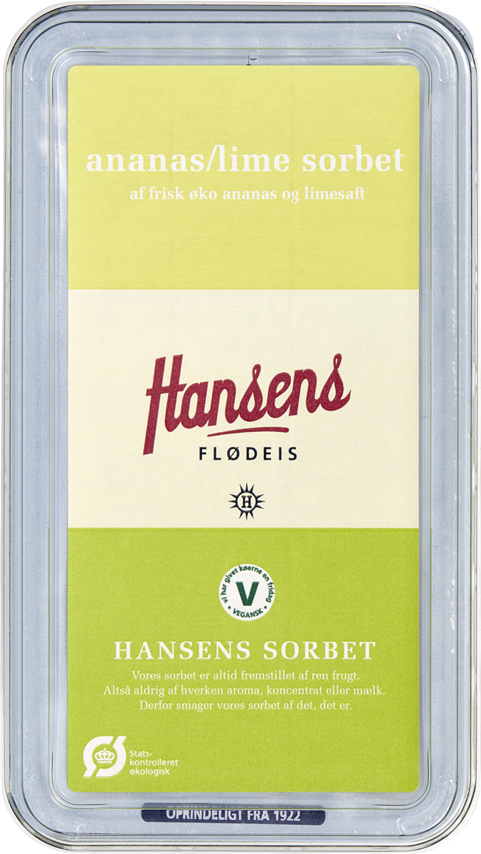 Hansens an/lime sorbet øko 500 ml