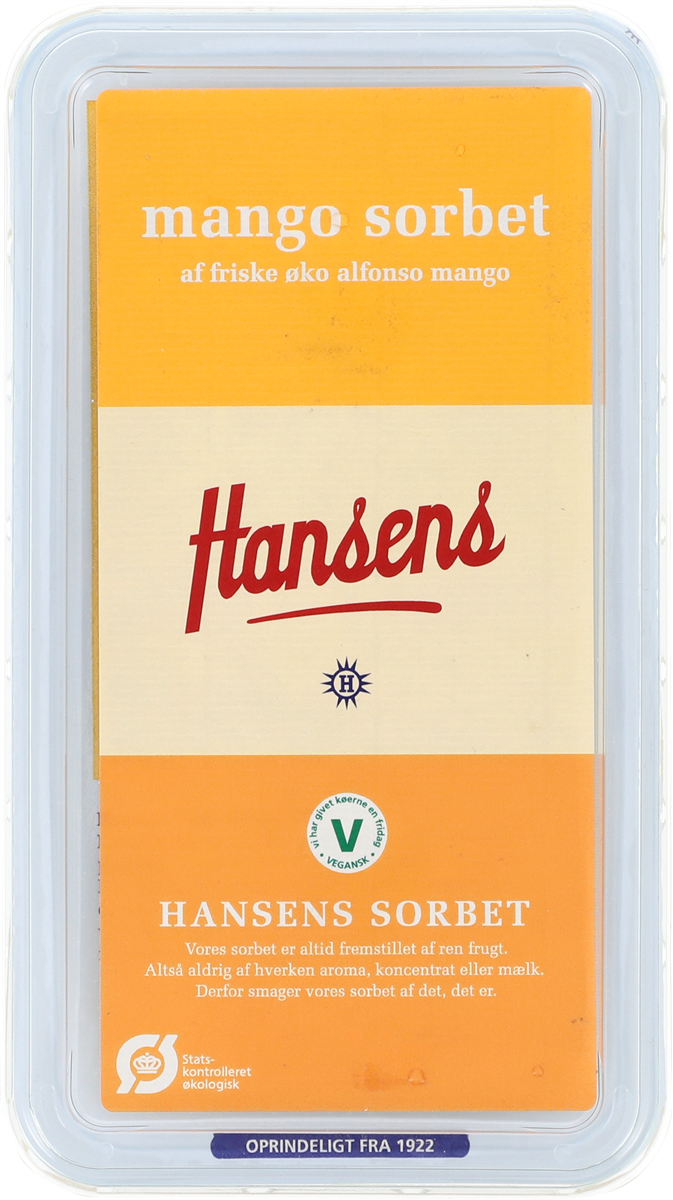 Hansens Mango Sorbet Øko 725 ml