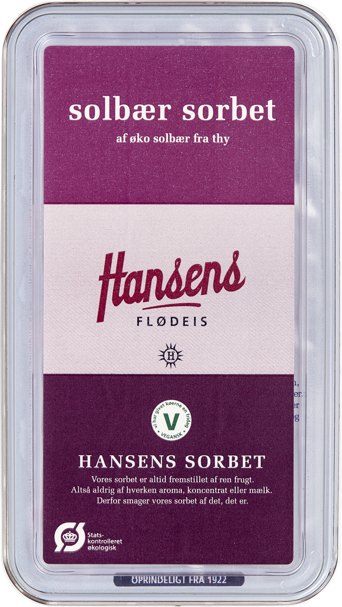 Hansens solbær sorbet øko 500 ml