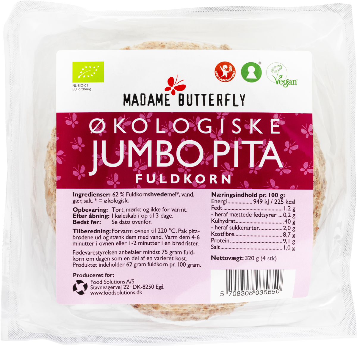 MB Jumbo Pita fuldkorn øko 320 g