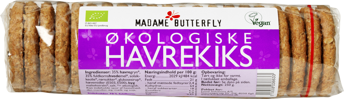 Madame Butterfly Havrekiks økologiske 250 g