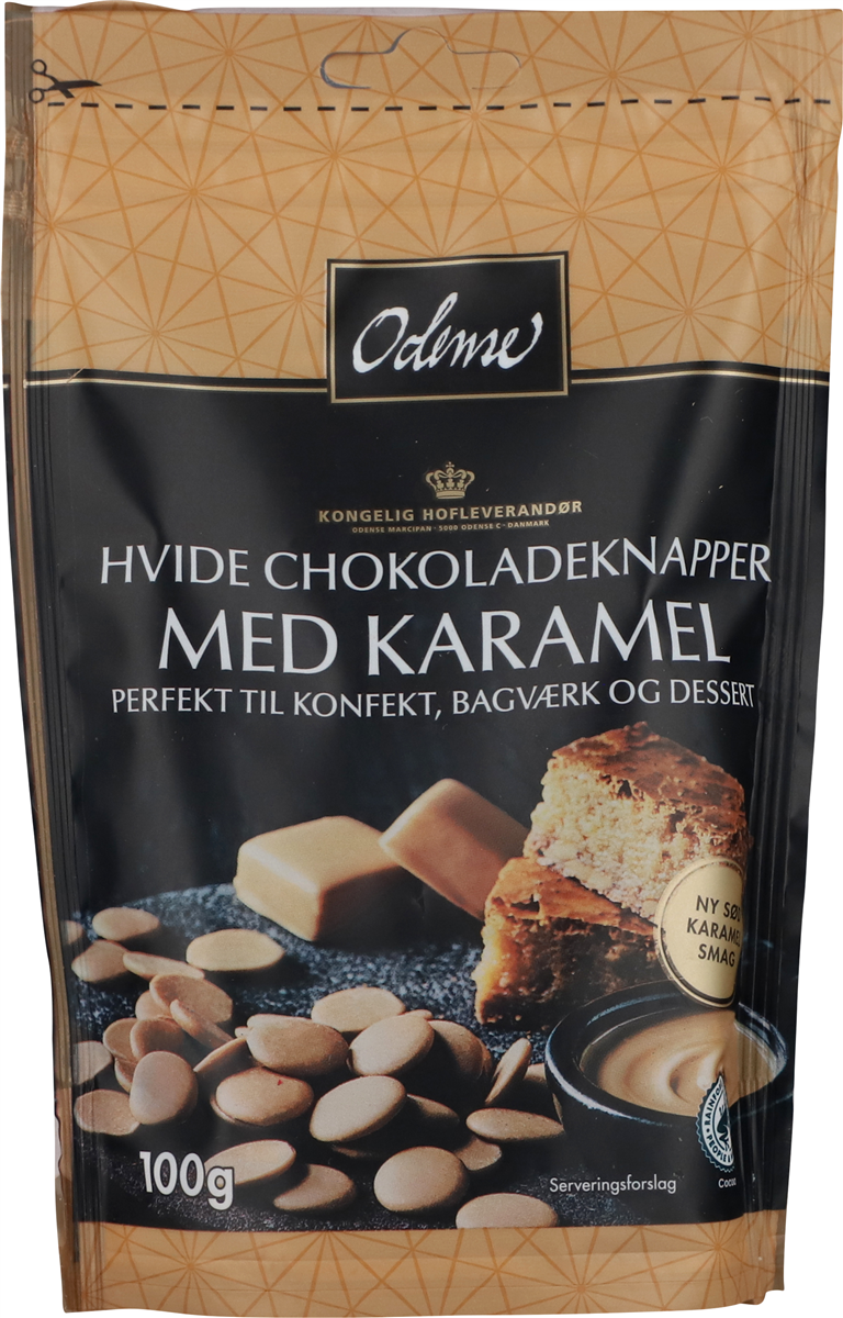 Odense Hvide chokoladeknapper m. karamelsmag