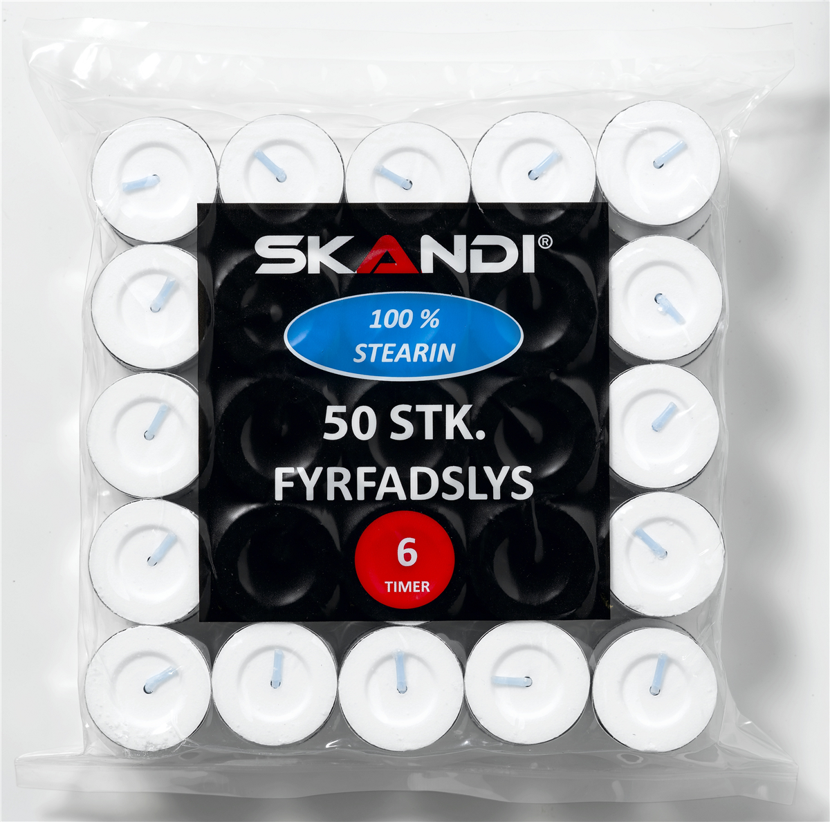 Fyrfadslys ren steain 6 t 6 stk.