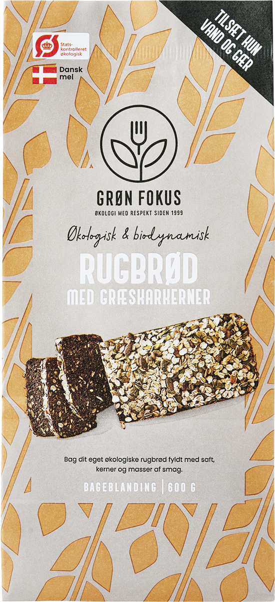Grøn Fokus Rugbrød med Græskarker Økologisk