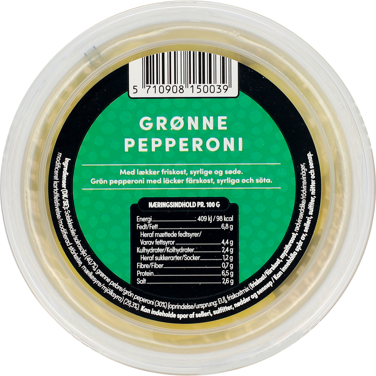 Deli Drengene Grøn Pepperoni m. Friskost 270 g
