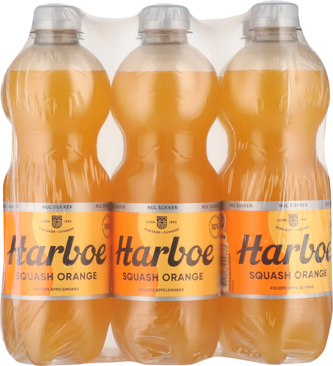 NUL SUKKER, 6 PAK Squash Orange sukkerfri 6 x 0,5 l, Harboe 3000 ml