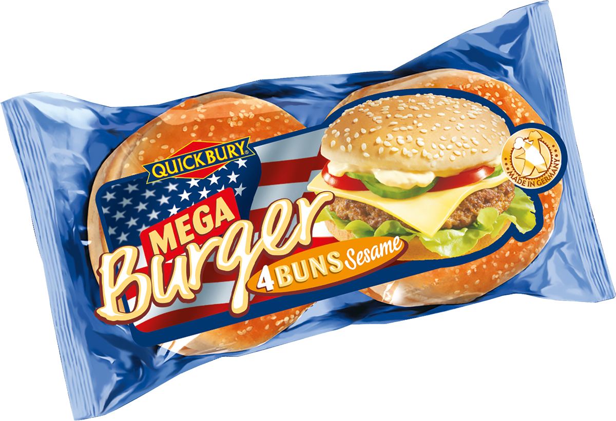 Mega burger buns 4 stk 4 stk.