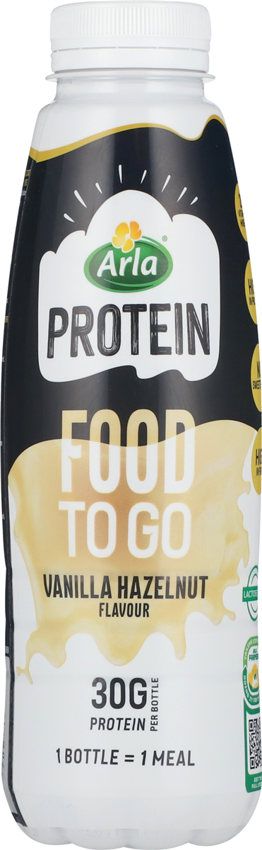Mælkebaseret drikkemåltid m. vanilje- og hasselnødsmag, Arla Protein