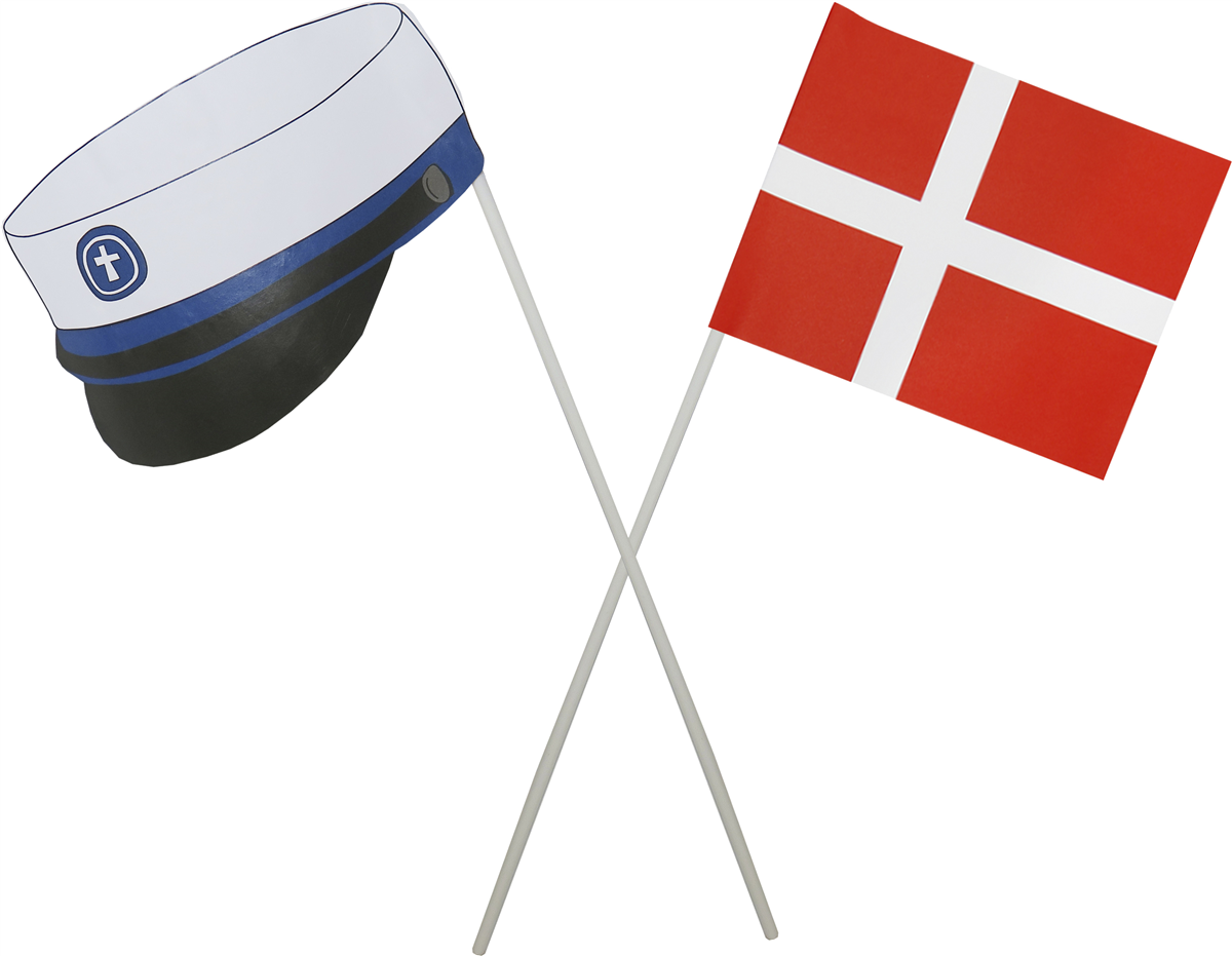 Papir flag+huer p/pind blå
