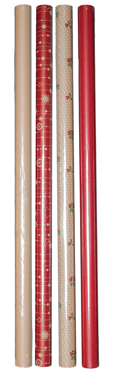 Gavepapir rødkraft 70 cm x 4 m 1 stk.
