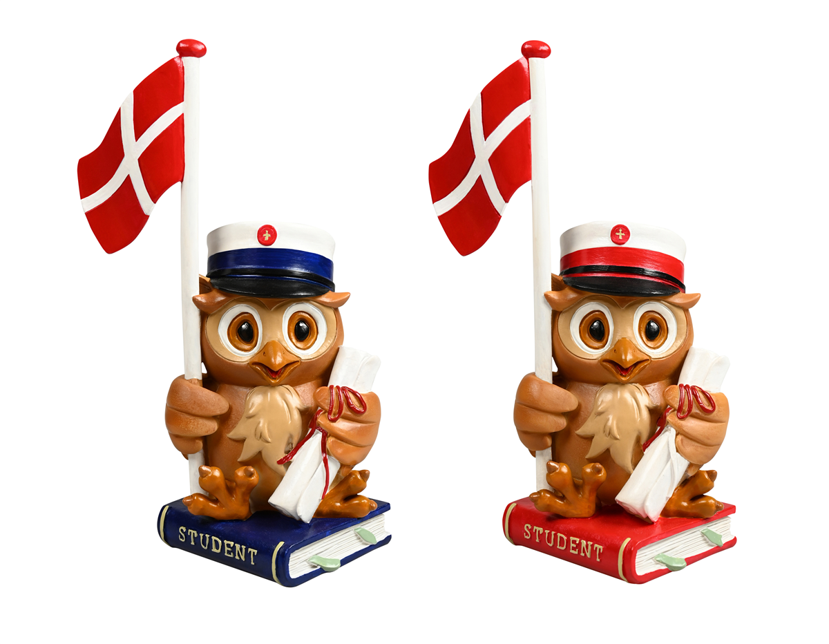 Student figur ugle blå/rød