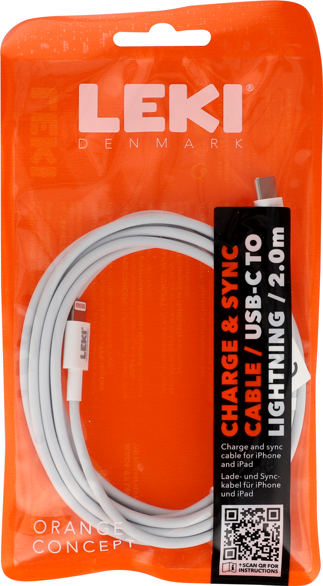 Leki bycph USB-C til Lightning Kabel 2 m