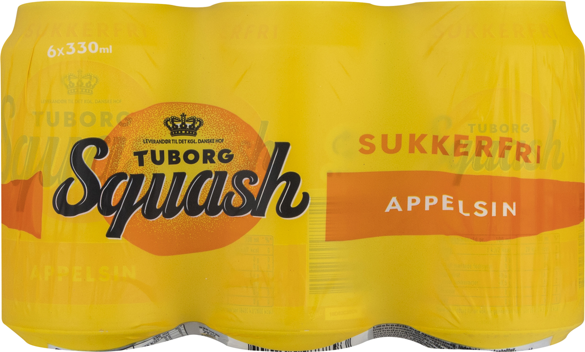 Tuborg Squash appelsin sukkerfri 6-pak 1980 ml