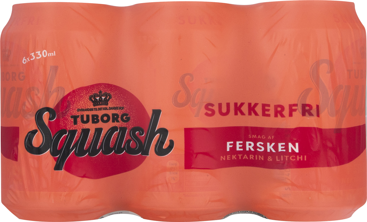 Tuborg Squash ferskensmag sukkerfri 6-pak 1980 ml