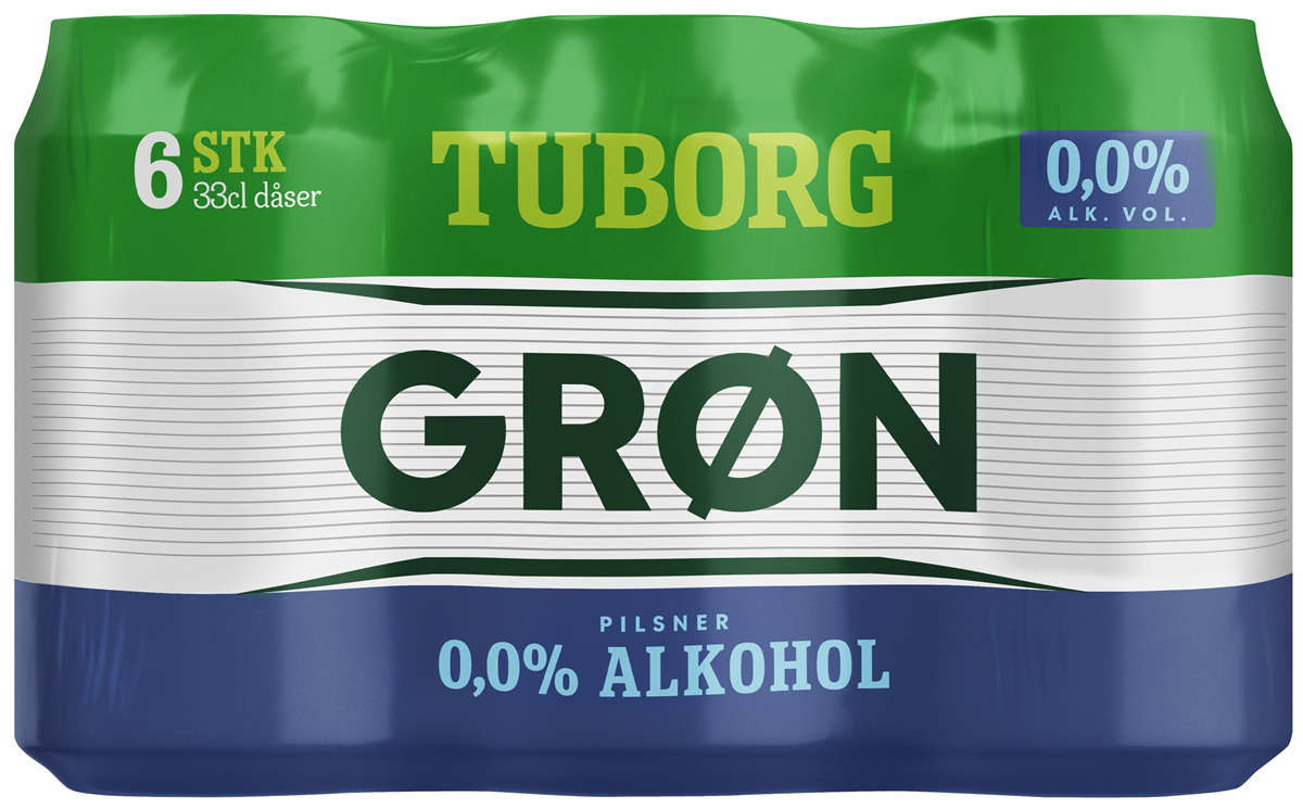 Tuborg Grøn 0,0 6-Pak Ds., 1,98 Liter