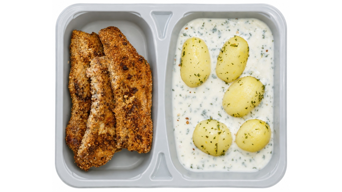 Paneret flæsk med persillesovs 450 g